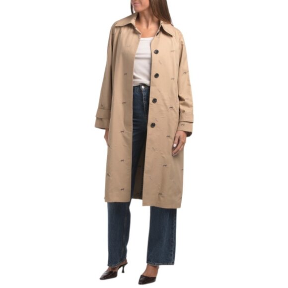 AVEC LES FILLES Khaki Embroidered Horse Trench Coat - Picture 1 of 3